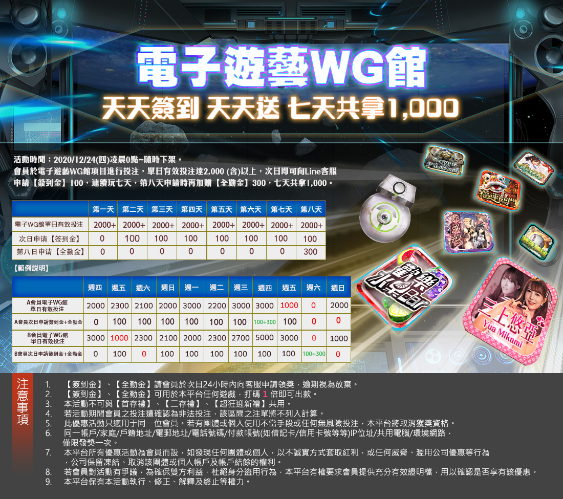 TU娛樂城 電子老虎機WG場館 天天簽到 天天送